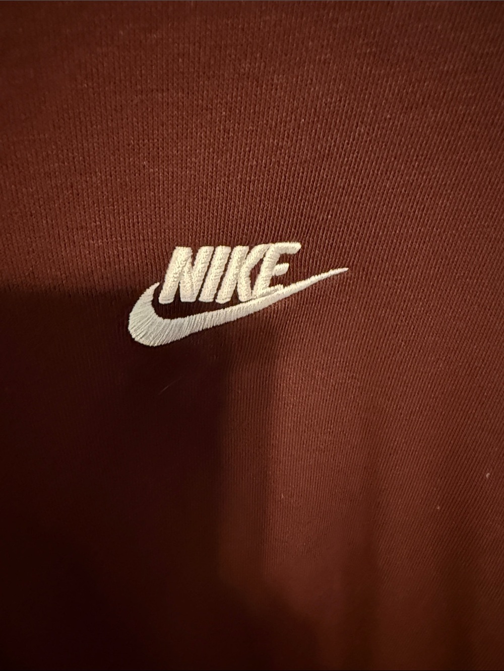 Nike Maroon Long Sleeve Crew Sweatshirt with White Swoosh - Picture 3 of 3